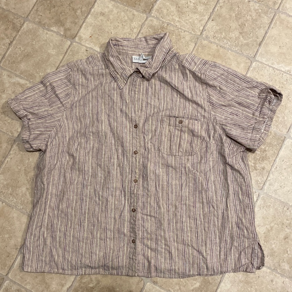 Sag Harbor Linen button down shirt size 1XL